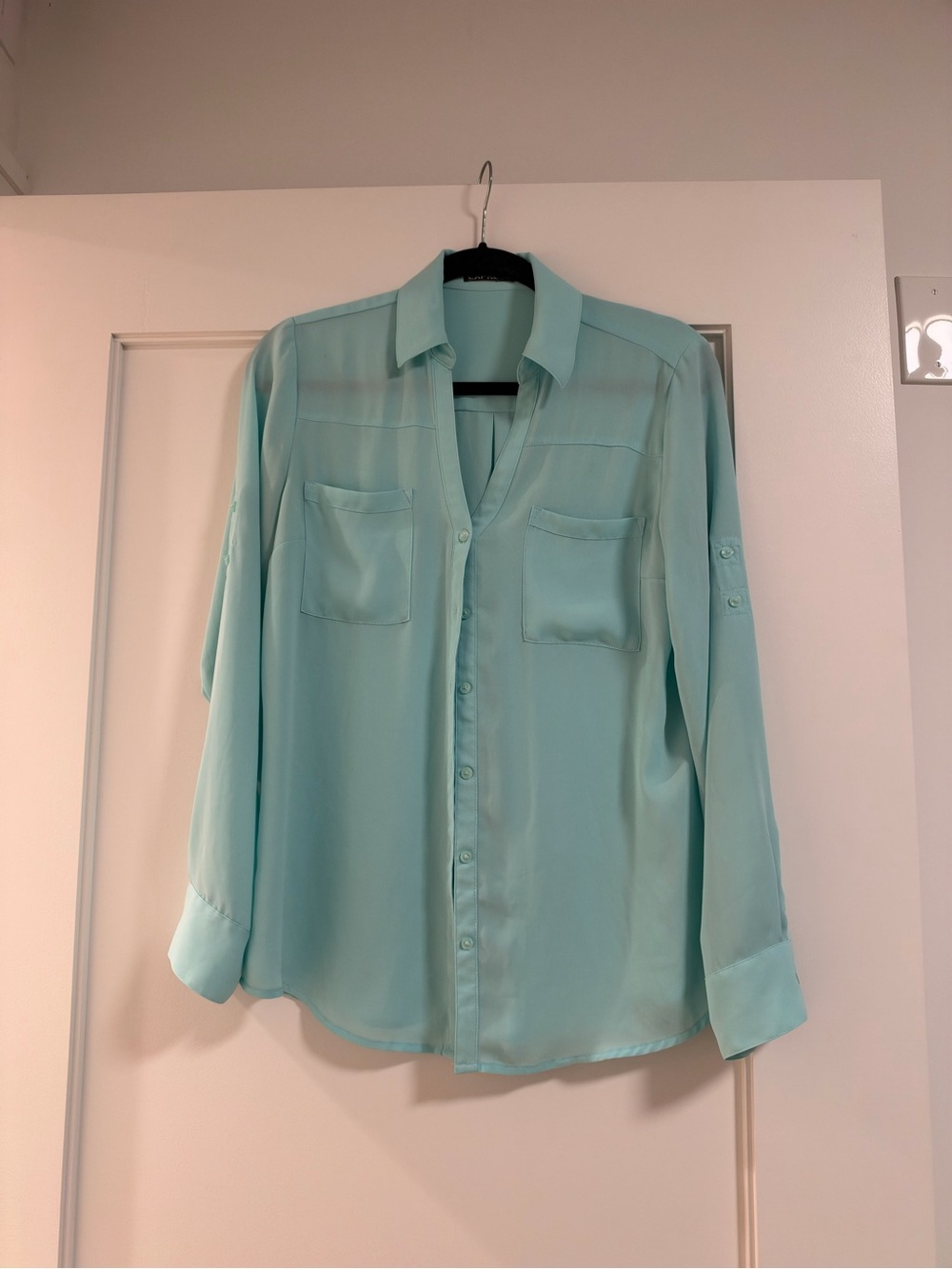 Express Mint Aqua Button-Down Shirt